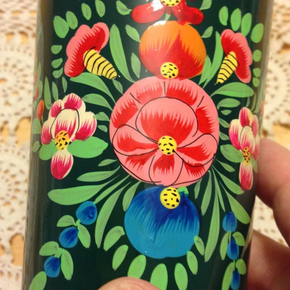 Beautiful, handpainted stainless cup